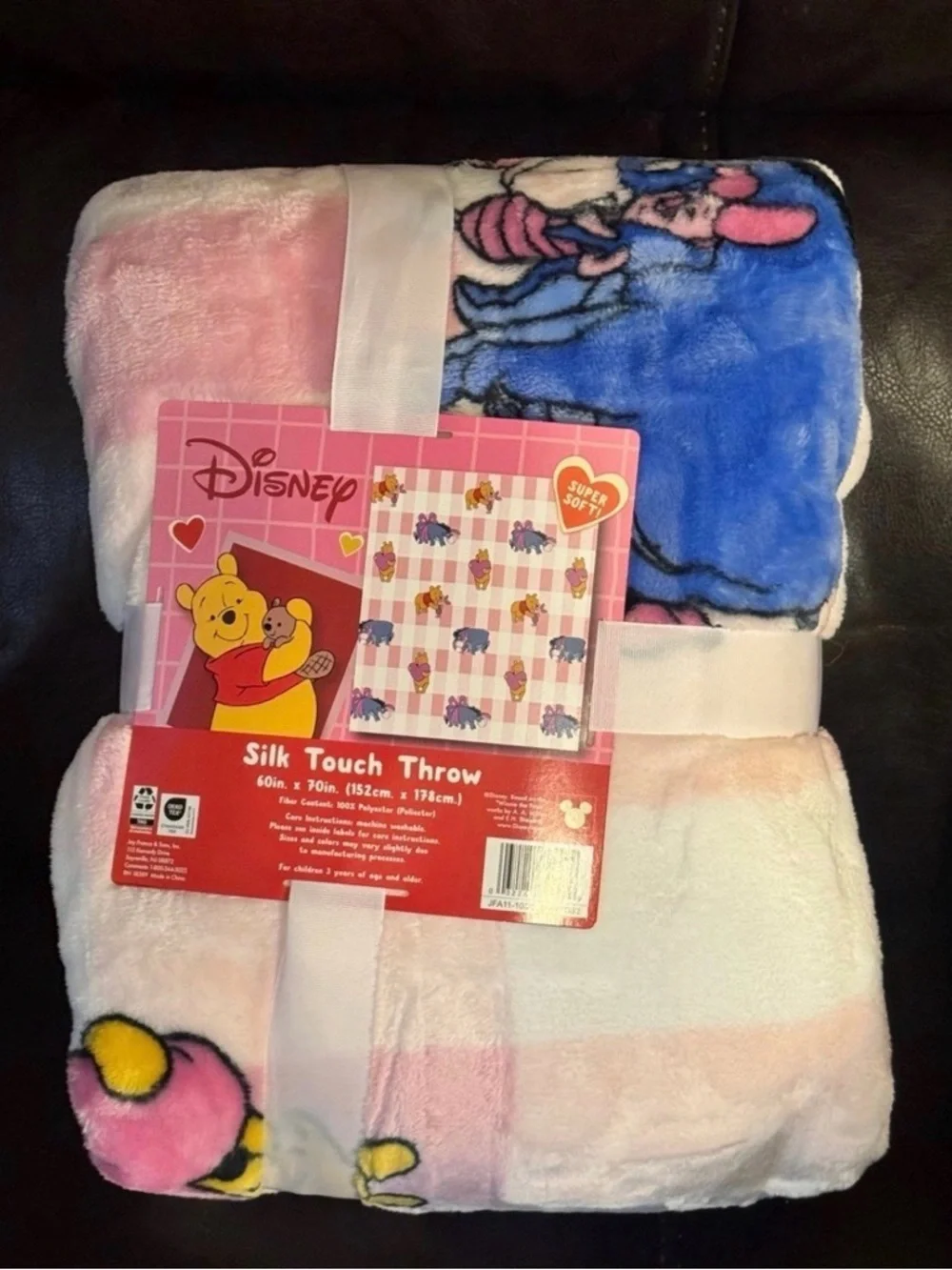 Disney Winnie the Pooh Plush Throw Blanket - Pink & Blue
